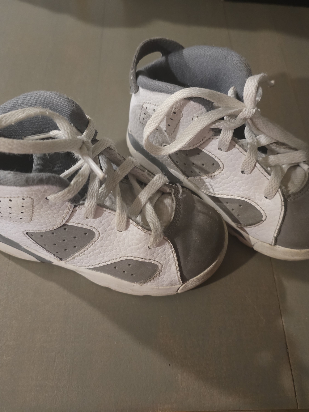 Jordan Kids White and Gray Lace-Up Sneakers 7c